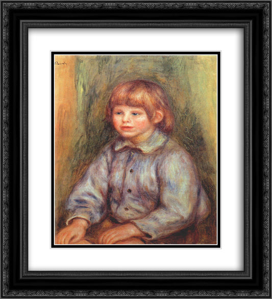 Seated Portrait of Claude Renoir 20x22 Black Ornate Wood Framed Art Print Poster with Double Matting by Renoir, Pierre Auguste