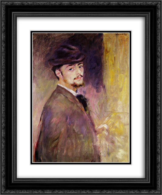 Self-Portrait at the Age of Thirty Five 20x24 Black Ornate Wood Framed Art Print Poster with Double Matting by Renoir, Pierre Auguste