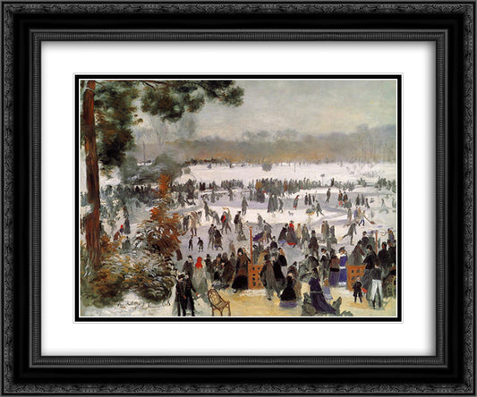 Skaters in the Bois de Boulogne 24x20 Black Ornate Wood Framed Art Print Poster with Double Matting by Renoir, Pierre Auguste