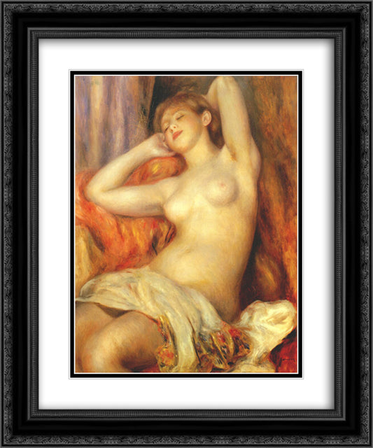 Sleeping woman 20x24 Black Ornate Wood Framed Art Print Poster with Double Matting by Renoir, Pierre Auguste