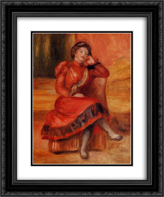 Spanish Dancer in a Red Dress 20x24 Black Ornate Wood Framed Art Print Poster with Double Matting by Renoir, Pierre Auguste