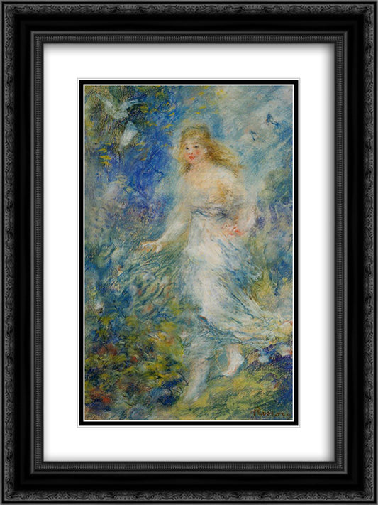 Spring (The Four Seasons) 18x24 Black Ornate Wood Framed Art Print Poster with Double Matting by Renoir, Pierre Auguste