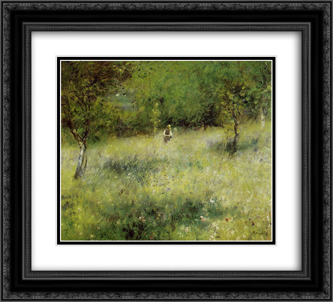 Spring at Catou 22x20 Black Ornate Wood Framed Art Print Poster with Double Matting by Renoir, Pierre Auguste