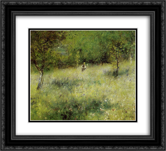 Spring at Catou 22x20 Black Ornate Wood Framed Art Print Poster with Double Matting by Renoir, Pierre Auguste