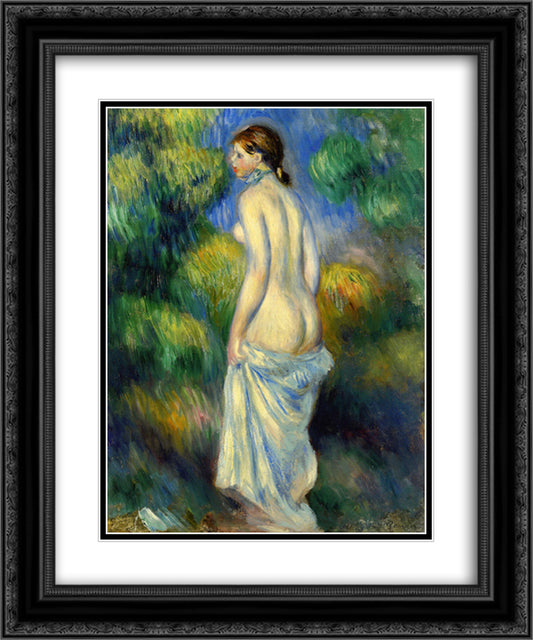 Standing Nude 20x24 Black Ornate Wood Framed Art Print Poster with Double Matting by Renoir, Pierre Auguste