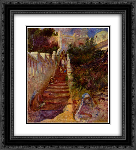 Steps in Algiers 20x22 Black Ornate Wood Framed Art Print Poster with Double Matting by Renoir, Pierre Auguste