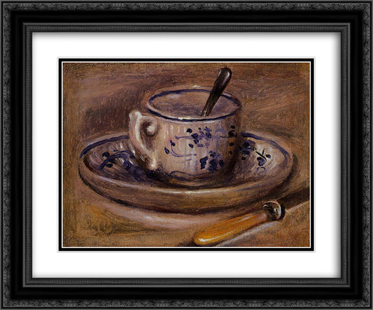 Still Life 24x20 Black Ornate Wood Framed Art Print Poster with Double Matting by Renoir, Pierre Auguste