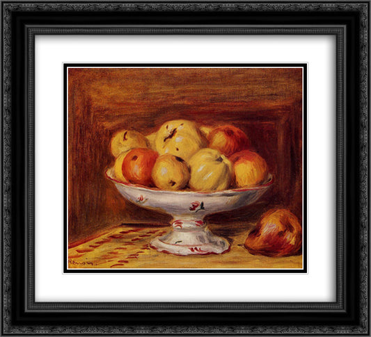 Still Life with Apples and Pears 22x20 Black Ornate Wood Framed Art Print Poster with Double Matting by Renoir, Pierre Auguste