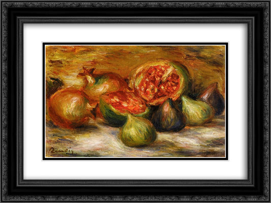Still Life with Figs 24x18 Black Ornate Wood Framed Art Print Poster with Double Matting by Renoir, Pierre Auguste