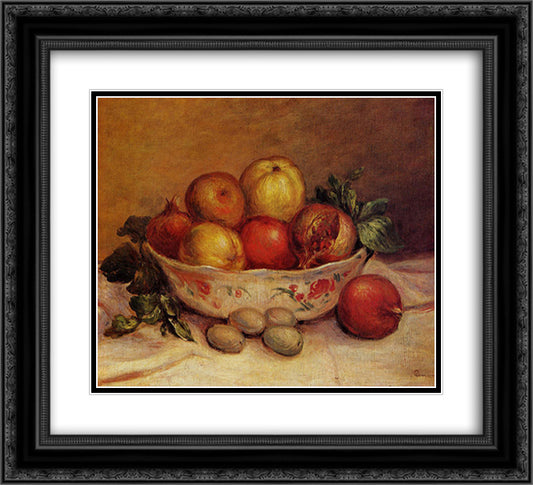 Still Life with Pomegranates 22x20 Black Ornate Wood Framed Art Print Poster with Double Matting by Renoir, Pierre Auguste