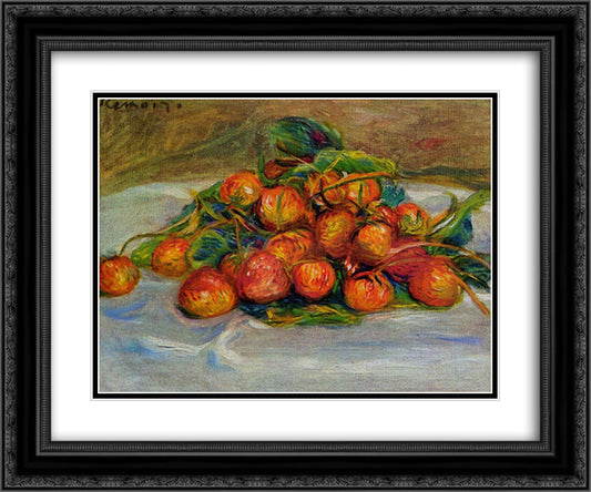 Strawberries 24x20 Black Ornate Wood Framed Art Print Poster with Double Matting by Renoir, Pierre Auguste
