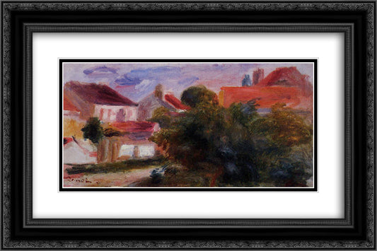 Street in Essoyes 24x16 Black Ornate Wood Framed Art Print Poster with Double Matting by Renoir, Pierre Auguste