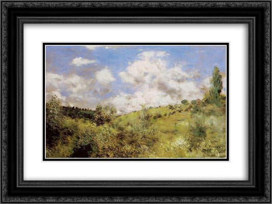 Strong Wind (Gust of Wind) 24x18 Black Ornate Wood Framed Art Print Poster with Double Matting by Renoir, Pierre Auguste