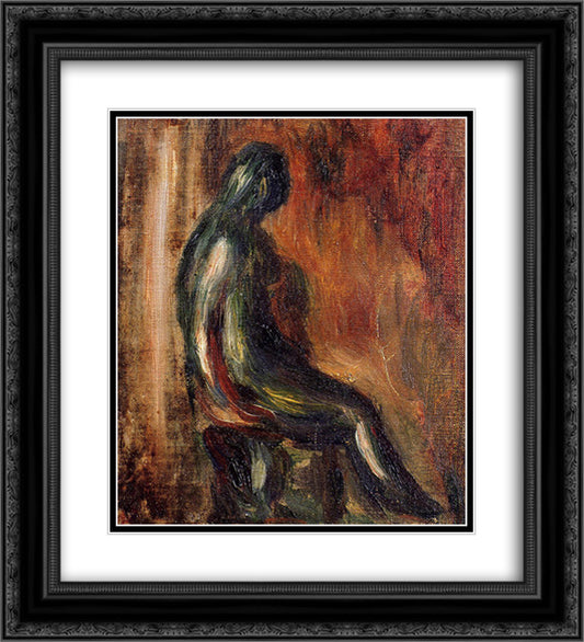 Study of a Statuette by Maillol 20x22 Black Ornate Wood Framed Art Print Poster with Double Matting by Renoir, Pierre Auguste