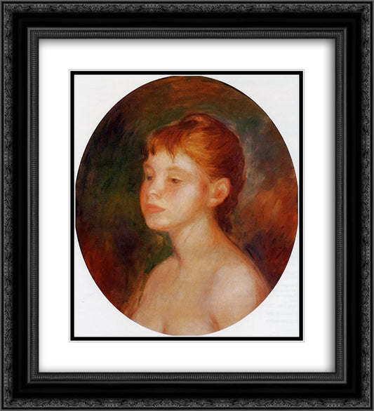 Study of a Young Girl (Mademoiselle Murer) 20x22 Black Ornate Wood Framed Art Print Poster with Double Matting by Renoir, Pierre Auguste
