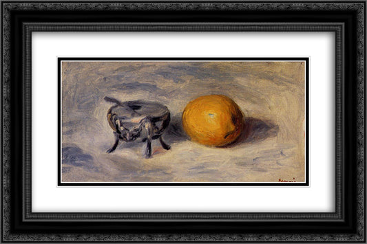 Sugar Bowl and Lemon 24x16 Black Ornate Wood Framed Art Print Poster with Double Matting by Renoir, Pierre Auguste