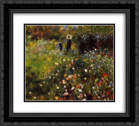 Summer Landscape 22x20 Black Ornate Wood Framed Art Print Poster with Double Matting by Renoir, Pierre Auguste