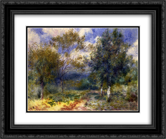 Sunny Landscape 24x20 Black Ornate Wood Framed Art Print Poster with Double Matting by Renoir, Pierre Auguste