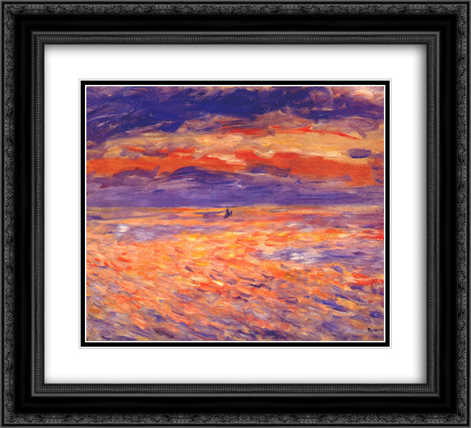 Sunset at sea 22x20 Black Ornate Wood Framed Art Print Poster with Double Matting by Renoir, Pierre Auguste