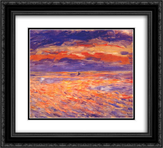 Sunset at sea 22x20 Black Ornate Wood Framed Art Print Poster with Double Matting by Renoir, Pierre Auguste
