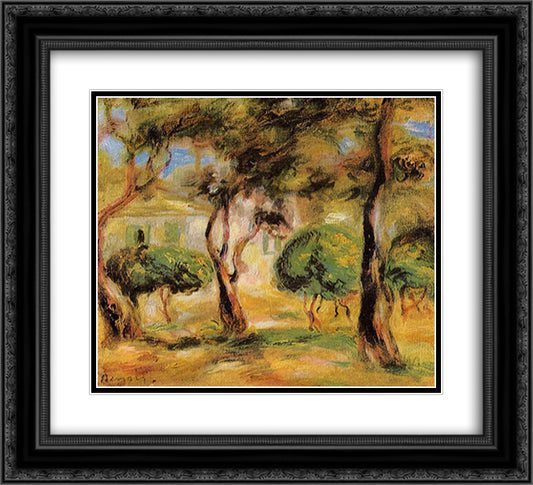 The Garden Collettes 22x20 Black Ornate Wood Framed Art Print Poster with Double Matting by Renoir, Pierre Auguste