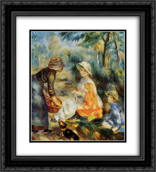 The Apple Seller 20x22 Black Ornate Wood Framed Art Print Poster with Double Matting by Renoir, Pierre Auguste