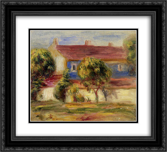 The Artist s House 22x20 Black Ornate Wood Framed Art Print Poster with Double Matting by Renoir, Pierre Auguste