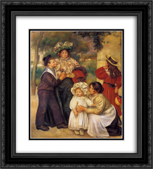 The Artist`s Family 20x22 Black Ornate Wood Framed Art Print Poster with Double Matting by Renoir, Pierre Auguste