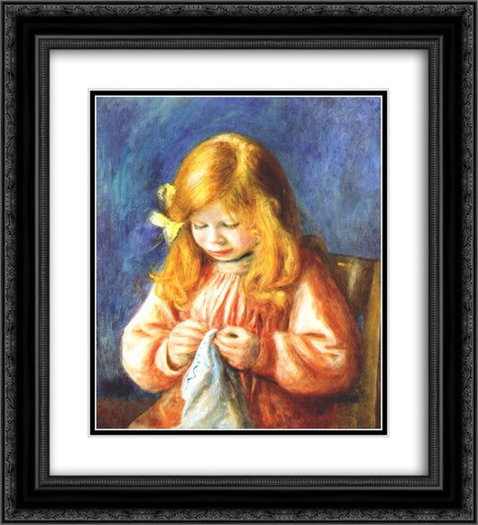 The artist's son jean 20x22 Black Ornate Wood Framed Art Print Poster with Double Matting by Renoir, Pierre Auguste