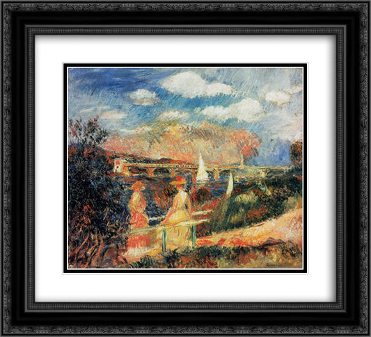 The Banks of the Seine at Argenteuil 22x20 Black Ornate Wood Framed Art Print Poster with Double Matting by Renoir, Pierre Auguste