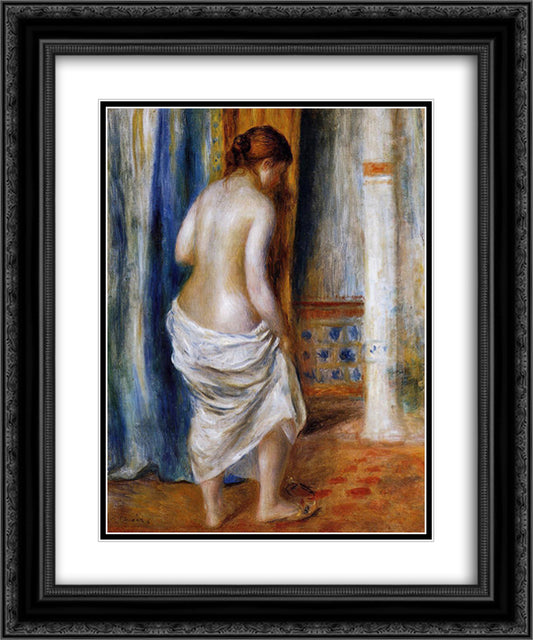 The Bathrobe 20x24 Black Ornate Wood Framed Art Print Poster with Double Matting by Renoir, Pierre Auguste