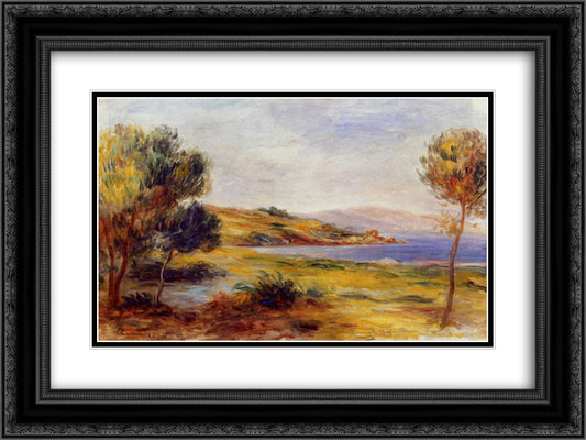The Bay 24x18 Black Ornate Wood Framed Art Print Poster with Double Matting by Renoir, Pierre Auguste