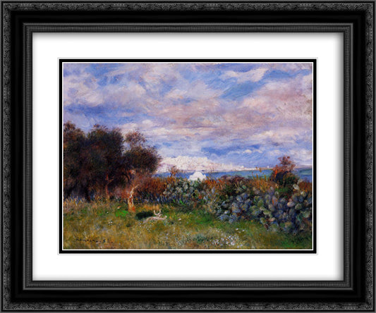 The Bay of Algiers 24x20 Black Ornate Wood Framed Art Print Poster with Double Matting by Renoir, Pierre Auguste