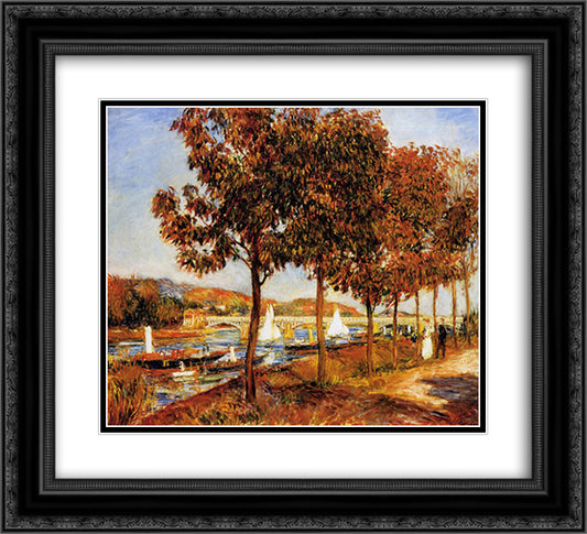 The Bridge at Argenteuil in Autumn 22x20 Black Ornate Wood Framed Art Print Poster with Double Matting by Renoir, Pierre Auguste