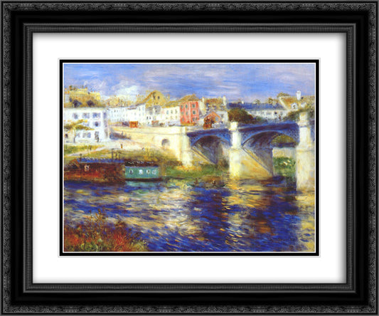 The bridge at chatou 24x20 Black Ornate Wood Framed Art Print Poster with Double Matting by Renoir, Pierre Auguste