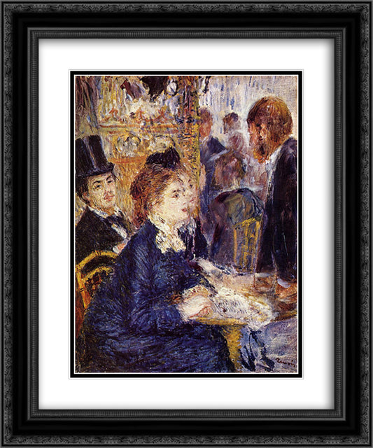 The Cafe 20x24 Black Ornate Wood Framed Art Print Poster with Double Matting by Renoir, Pierre Auguste
