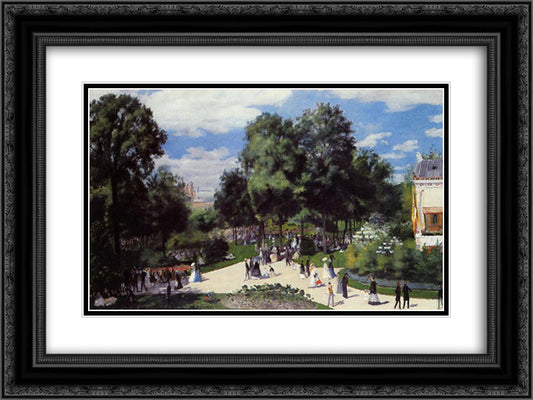 The Champs Elysees during the Paris Fair of 1867 24x18 Black Ornate Wood Framed Art Print Poster with Double Matting by Renoir, Pierre Auguste