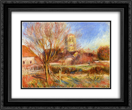 The Church at Essoyes 24x20 Black Ornate Wood Framed Art Print Poster with Double Matting by Renoir, Pierre Auguste