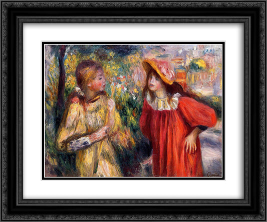 The Conversation 24x20 Black Ornate Wood Framed Art Print Poster with Double Matting by Renoir, Pierre Auguste