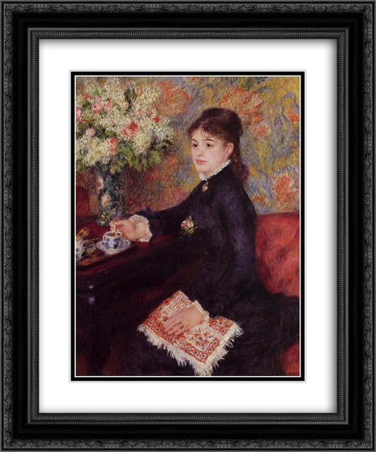 The Cup of Chocolate 20x24 Black Ornate Wood Framed Art Print Poster with Double Matting by Renoir, Pierre Auguste