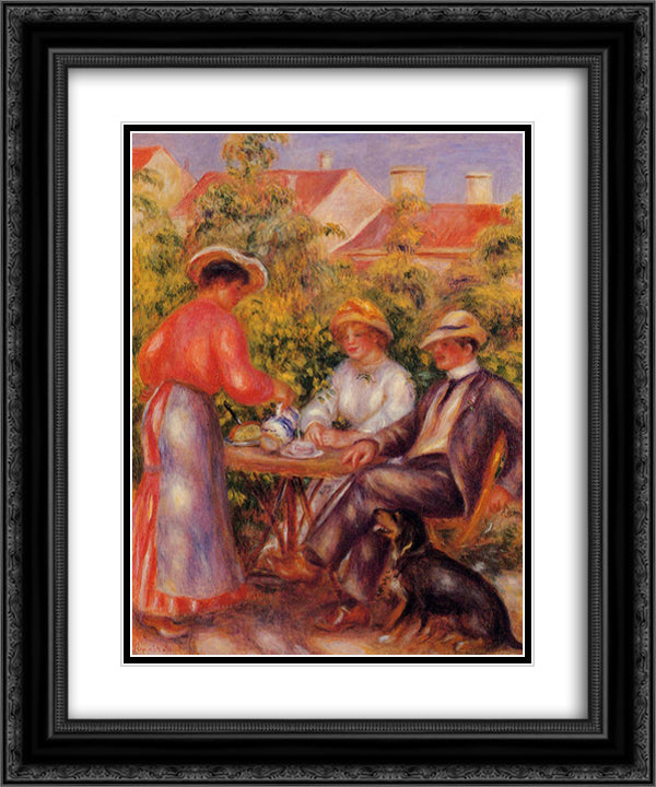 The Cup of Tea 20x24 Black Ornate Wood Framed Art Print Poster with Double Matting by Renoir, Pierre Auguste