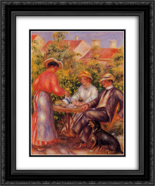 The Cup of Tea 20x24 Black Ornate Wood Framed Art Print Poster with Double Matting by Renoir, Pierre Auguste