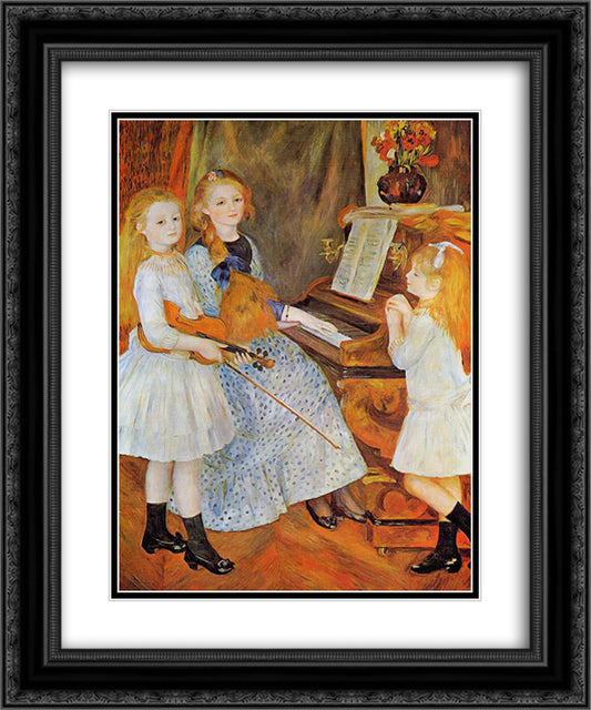 The Daughters of Catulle Mendes 20x24 Black Ornate Wood Framed Art Print Poster with Double Matting by Renoir, Pierre Auguste