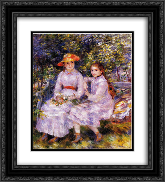 The Daughters of Paul Durand Ruel (Marie Theresa and Jeanne) 20x22 Black Ornate Wood Framed Art Print Poster with Double Matting by Renoir, Pierre Auguste
