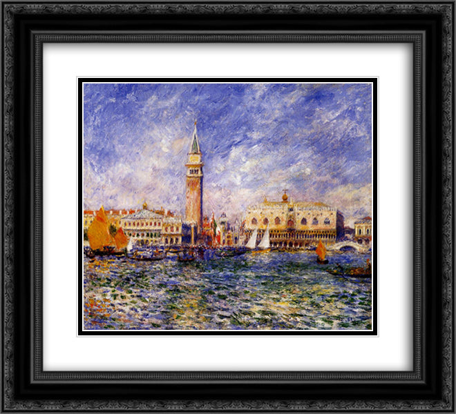 The Doges' Palace 22x20 Black Ornate Wood Framed Art Print Poster with Double Matting by Renoir, Pierre Auguste