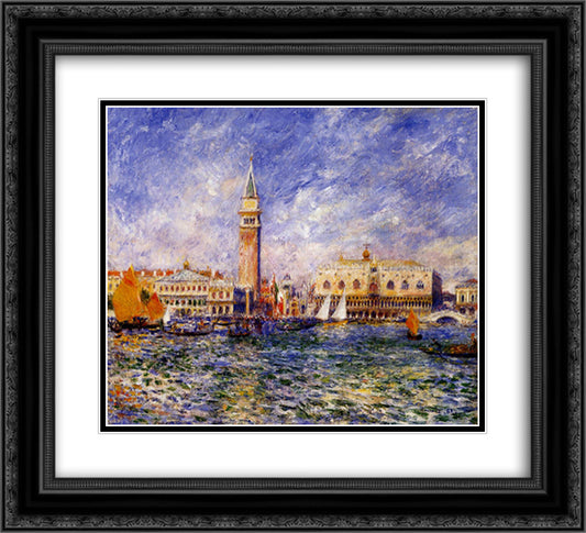 The Doges' Palace 22x20 Black Ornate Wood Framed Art Print Poster with Double Matting by Renoir, Pierre Auguste
