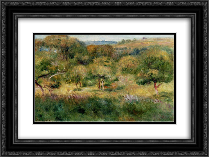 The Edge of the Forest in Brittany 24x18 Black Ornate Wood Framed Art Print Poster with Double Matting by Renoir, Pierre Auguste