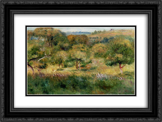 The Edge of the Forest in Brittany 24x18 Black Ornate Wood Framed Art Print Poster with Double Matting by Renoir, Pierre Auguste