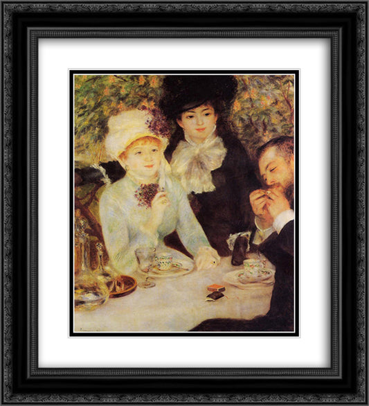 The End of Lunch 20x22 Black Ornate Wood Framed Art Print Poster with Double Matting by Renoir, Pierre Auguste