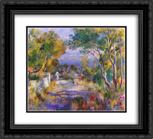 The estaque 22x20 Black Ornate Wood Framed Art Print Poster with Double Matting by Renoir, Pierre Auguste